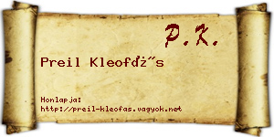 Preil Kleofás névjegykártya